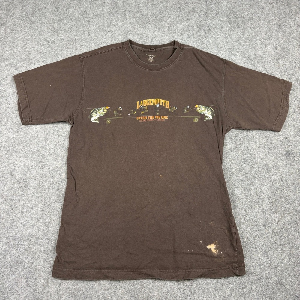 Covington Largemouth Bass Fishing T-Shirt Mens Medium Brown Graphic Tee
